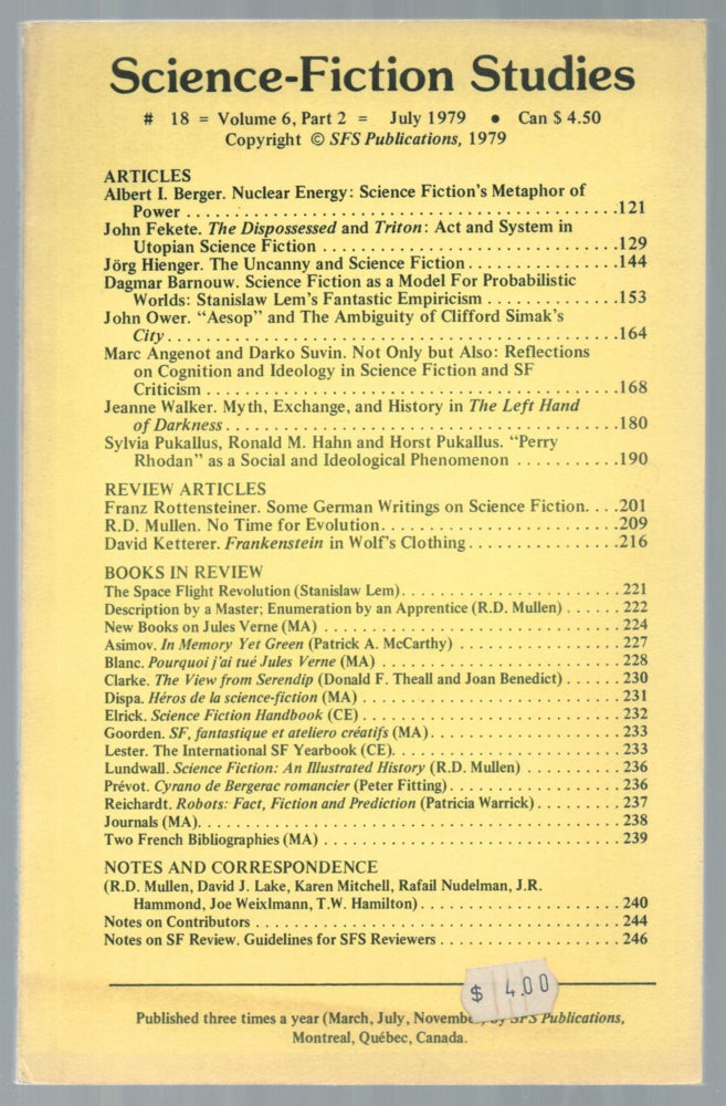 Item #461173 Science-Fiction Studies No. 18. July, 1979
