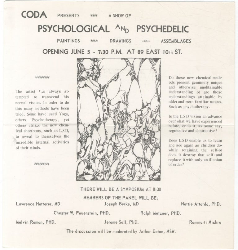 Item #461373 [Flyer]: CODA Presents a Show of Psychological and Psychedelic Paintings Drawings Assemblages Opening June 5 - 7:30 P.M. at 89 East 10th St.