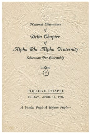 Item #461397 [Small Program]: National Observance of Delta Chapter of Alpha Phi Alpha Fraternity...