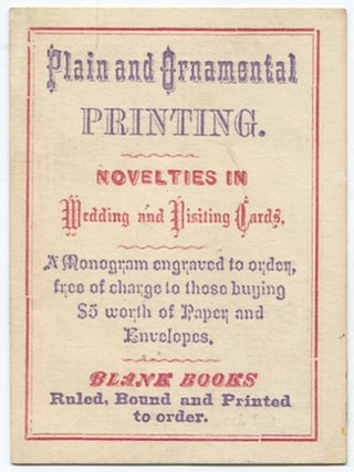 Item #462635 (Small Promotional 1872 Calendar for a Printer): Plain and Ornamental Printing....