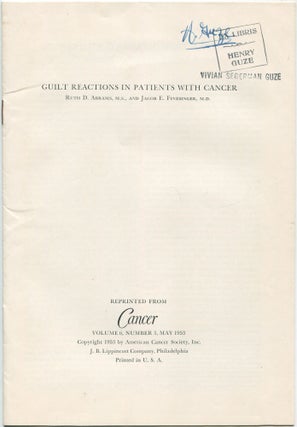 Item #463147 [Offprint]: Guilt Reactions in Patients with Cancer. Ruth D. ABRAMS, Jacob E....