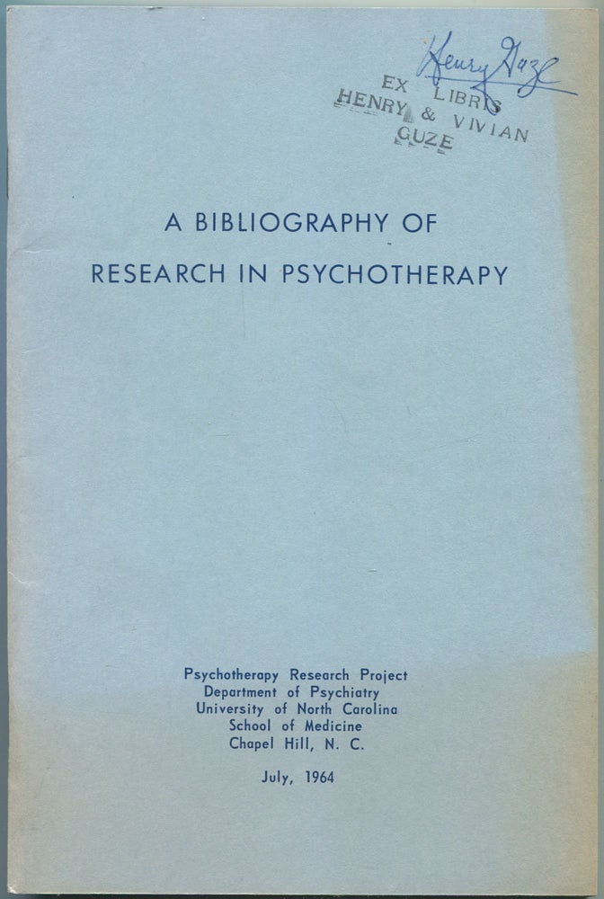 Item #464216 A Bibliography of Research in Psychotherapy