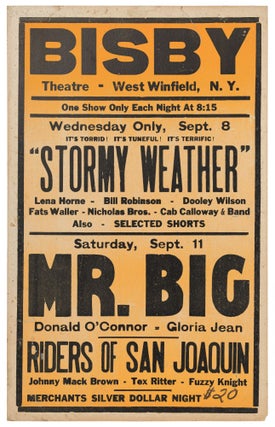 Item #464291 [Broadside]: Bisby Theatre - West Winfield, N.Y. ... Wednesday Only, Sept. 8 It's...