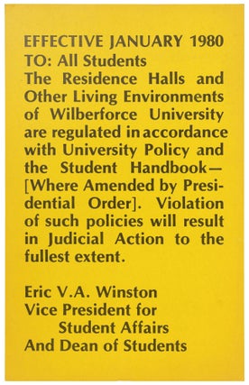 Item #464301 [Broadside]: Effective January 1980. To: All Students. The Residence Halls and Other...