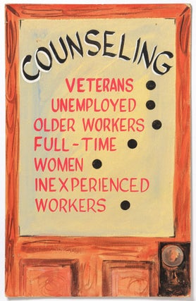 Item #464643 (Handmade Poster): Counseling: Veterans, Unemployed, Older Workers, Full-Time,...