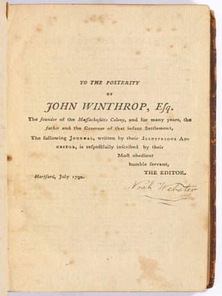 A Journal of the Transactions and Occurrences in the settlement of Massachusetts and the other New-England Colonies, from the year 1630 to 1644