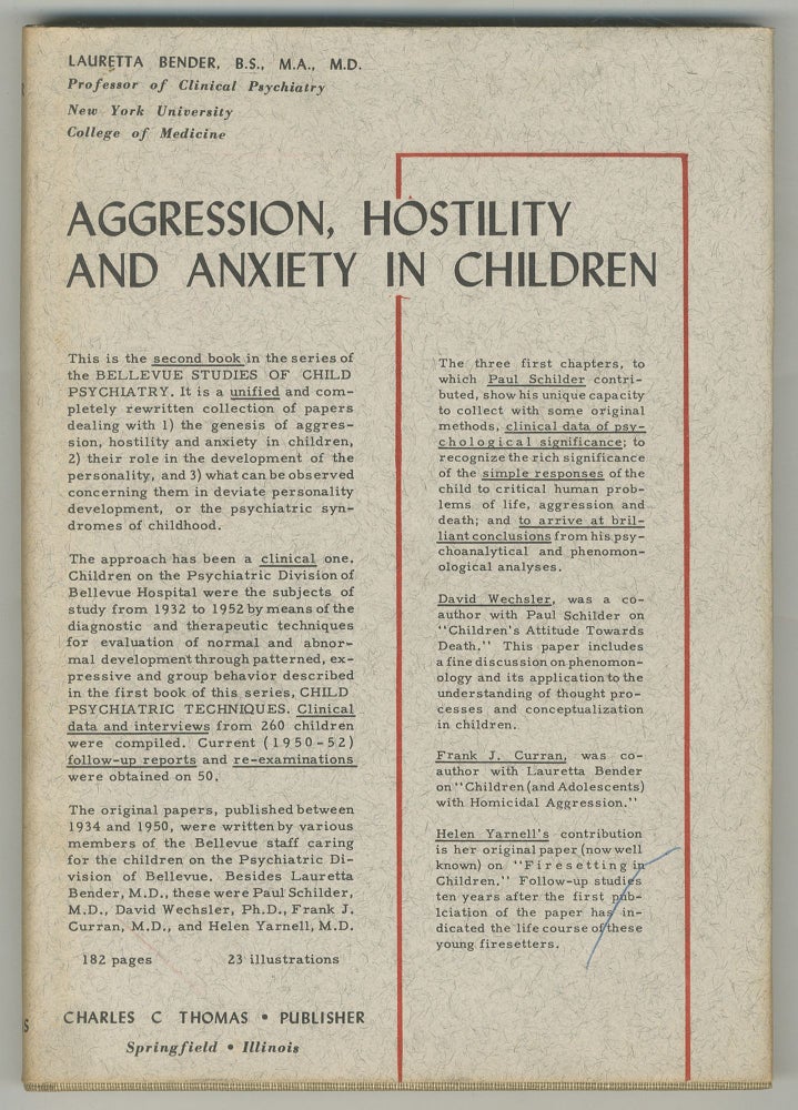 Item #465733 Aggression, Hostility and Anxiety in Children. Lauretta BENDER.