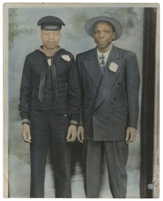 Item #465948 [Photograph]: Hand-tinted image of an African-American Sailor and a Well-Dressed Friend