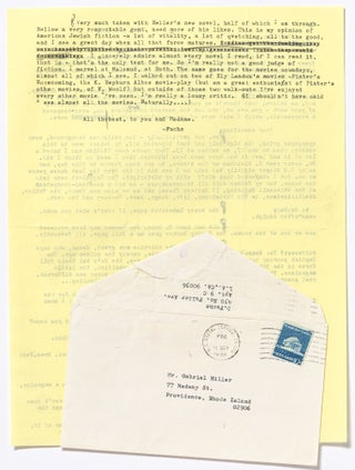 Item #466924 Daniel Fuchs Letters to Gabriel Miller, 1973-1992. Daniel FUCHS, Gabriel Miller