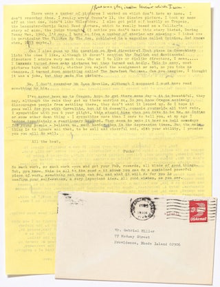Daniel Fuchs Letters to Gabriel Miller, 1973-1992
