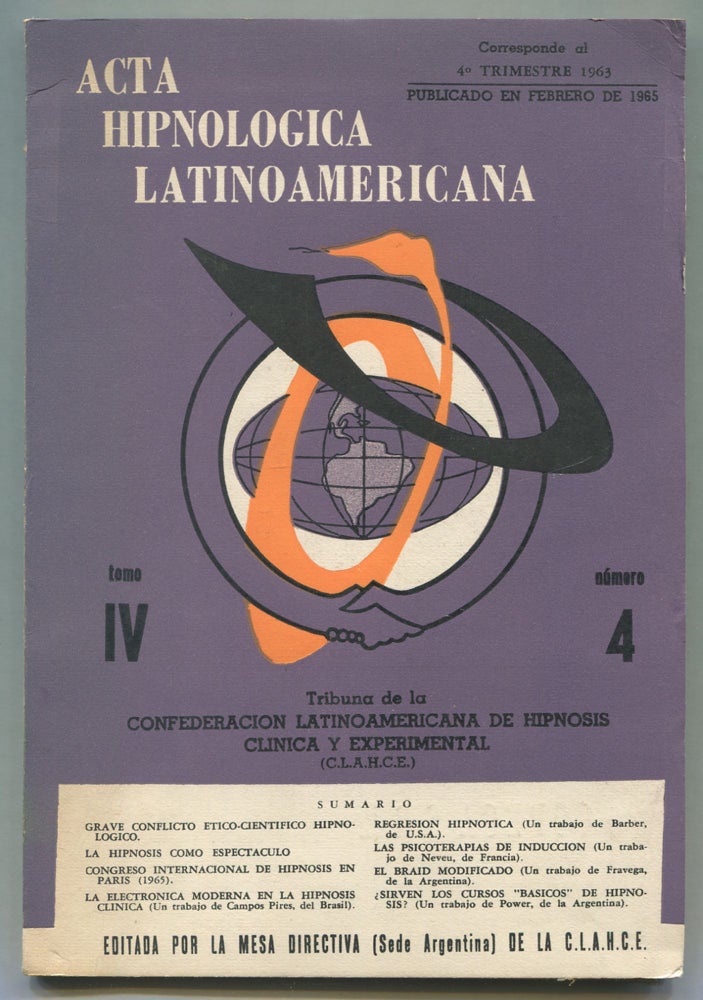 Item #467652 Acta Hipnologica Latinoamericana - Tomo IV, Número 4, Marzo de 1965 [Acta Hypnologica Latin America - Volume 4, Number 4, March 1965]