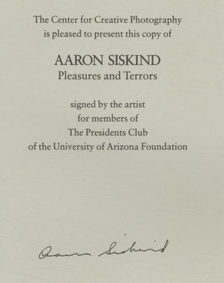 Aaron Siskind: Pleasures and Terrors
