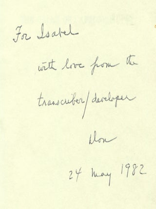 The Calms of Capricorn. A Play. Developed from O'Neill's Scenario by Donald Gallup. With a Transcription of the Scenario