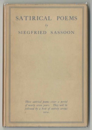 Item #470221 Satirical Poems. Siegfried SASSOON
