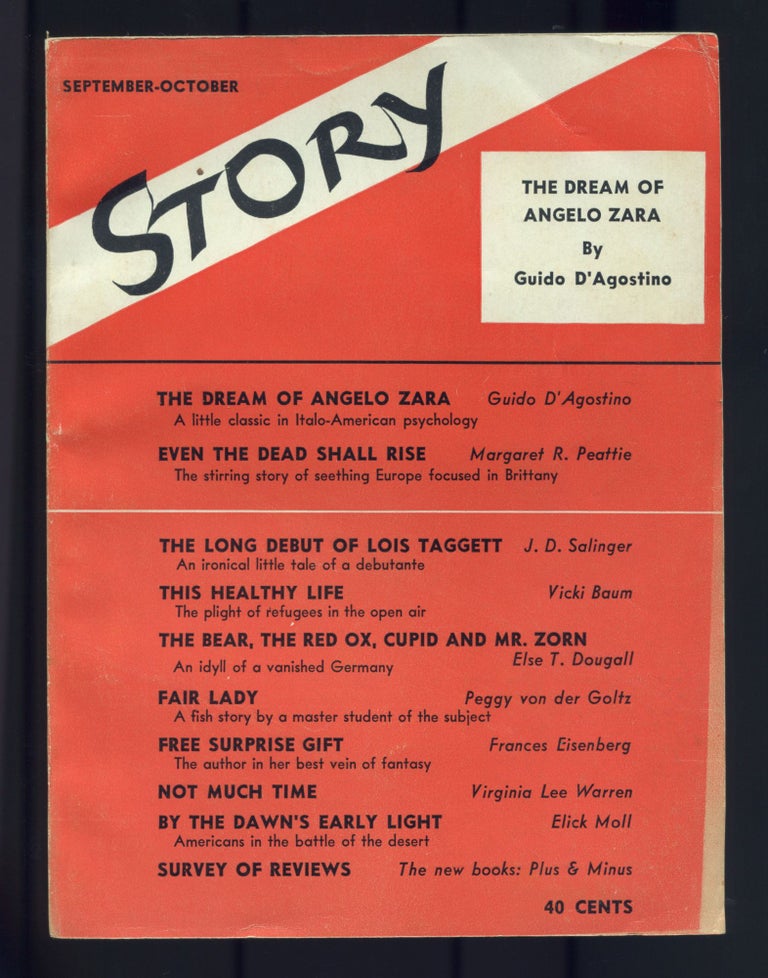Item #470398 "The Long Debut of Lois Taggett: An Ironical Little Tale of a Debutante" [story in]: Story: The Magazine of the Short Story. Vol. XXI, No. 97. September-October 1942. J. D. SALINGER.