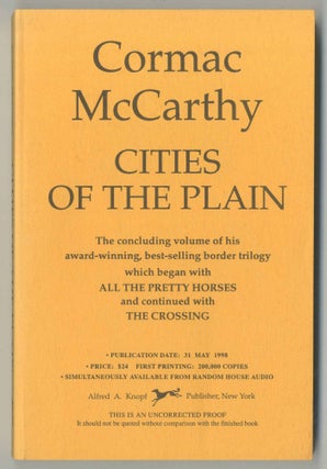 Item #470567 Cities of the Plain. Volume Three: The Border Trilogy. Cormac McCARTHY