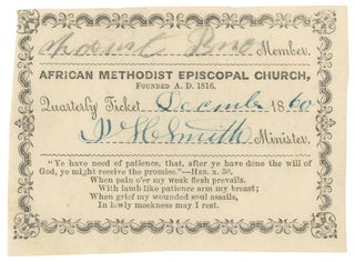 Item #470607 [Partially Printed Ticket]: African Methodist Episcopal Church... Quarterly Ticket....