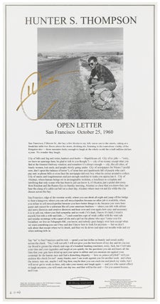 Item #470617 [Broadside]: Open Letter. San Francisco October 25, 1960. Hunter S. THOMPSON
