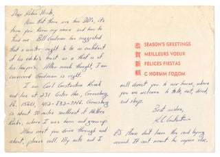 Item #498929 Autograph Letter Signed Revealing his Identity to a Reviewer. K. C. CONSTANTINE