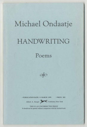Item #499447 Handwriting: Poems. Michael ONDAATJE
