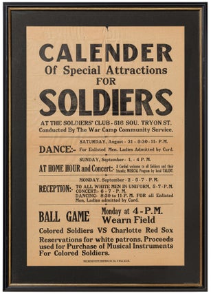 Item #499564 [Broadside]: Calender[sic] of Special Attractions for Soldiers at the Soldiers'...