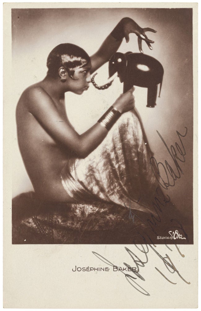 Item #499639 Signed Real Photo Post Card of Josephine Baker. Josephine BAKER.