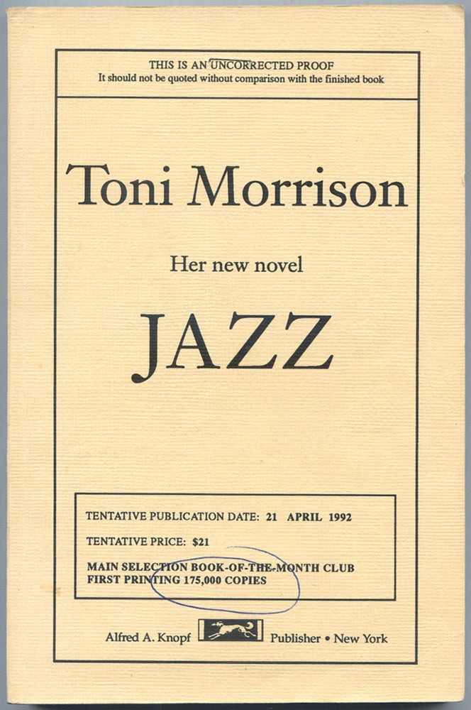 Item #499796 Jazz. Toni MORRISON.