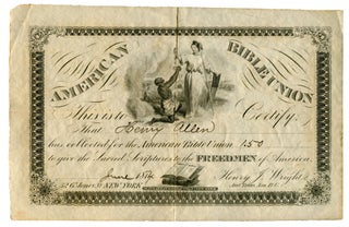 Item #500210 [Certificate]: Issued to Henry Allen for his contribution for the American Bible...