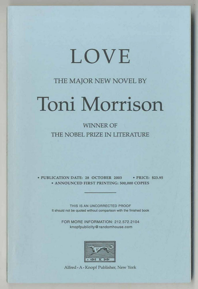 Item #500220 Love. Toni MORRISON.