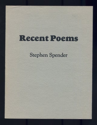 Item #500388 Recent Poems. Stephen SPENDER