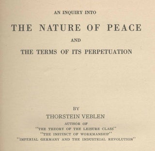 An Inquiry into the Nature of Peace and the Terms of Its Perpetuation