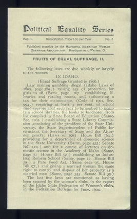 Item #500805 “Fruits of Equal Suffrage, II (In Idaho; In Utah)” [in] Political Equality...
