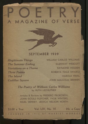 Item #501345 Poetry: A Magazine of Verse – September 1939, Volume LIV, Number VI. George DILLON