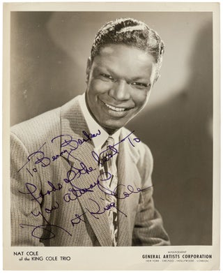 Item #501432 Inscribed Photograph. [Caption title]: Nat Cole of the King Cole Trio. Nat King COLE