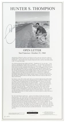 Item #501522 [Broadside]: Open Letter. San Francisco October 25, 1960. Hunter S. THOMPSON