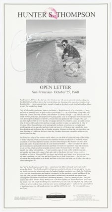Item #501525 [Broadside]: Open Letter. San Francisco October 25, 1960. Hunter S. THOMPSON