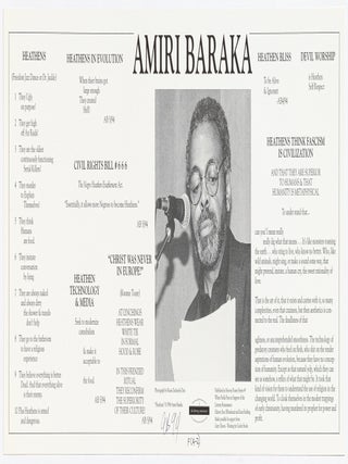 Broadside]: Eight "Heathen" Poems. Amiri BARAKA.