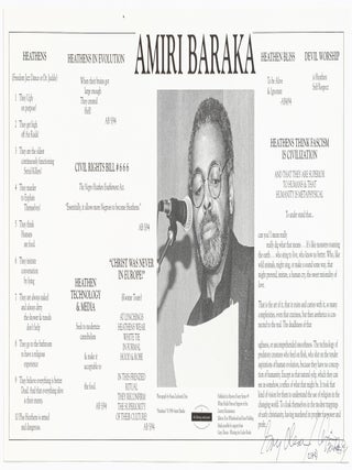 Item #501693 [Broadside]: Eight "Heathen" Poems. Amiri BARAKA