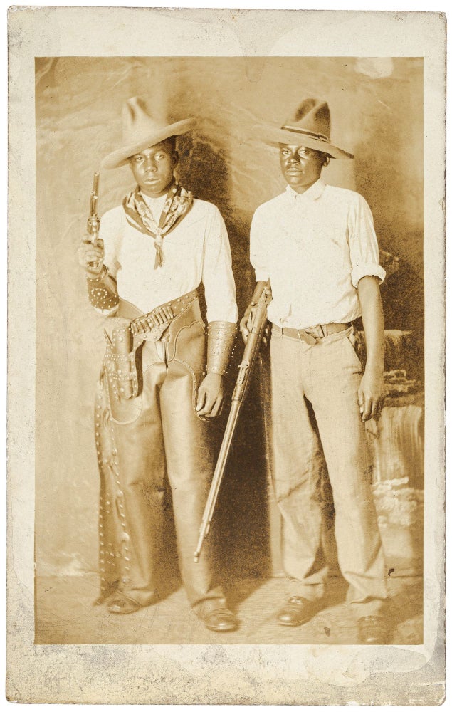 Item #502149 Real Photo Post Card Portrait of Two African-American Cowboys