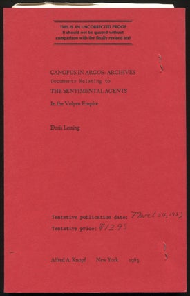 Item #502304 Canopus in Argos: Archives Documents Relating to the Sentimental Agents In the...