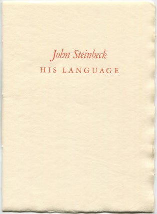 Item #503342 John Steinbeck, His Language. John STEINBECK