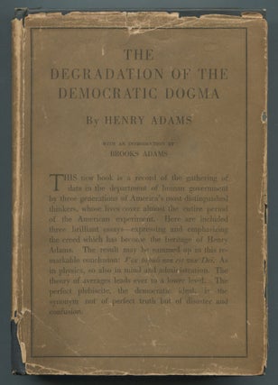 Item #503602 The Degradation of the Democratic Dogma. Henry ADAMS