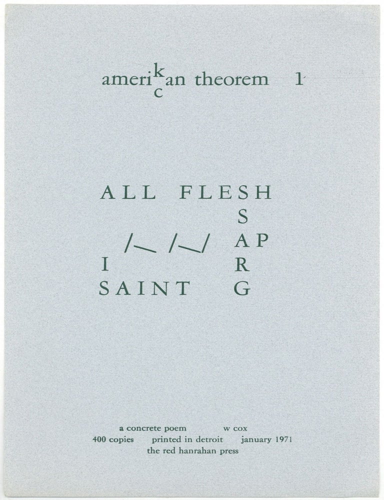 Item #503667 [Broadside]: Amerikan Theorem 1. COX, Walter.