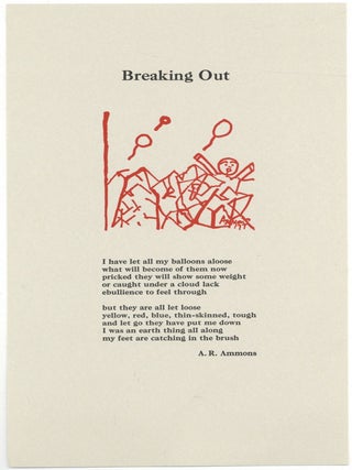 Item #503851 [Broadside]: Breaking Out. A. R. AMMONS