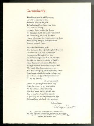 Broadside]: Groundwork. Dabney STUART.