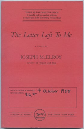 Item #504388 The Letter Left to Me. Joseph MCELROY