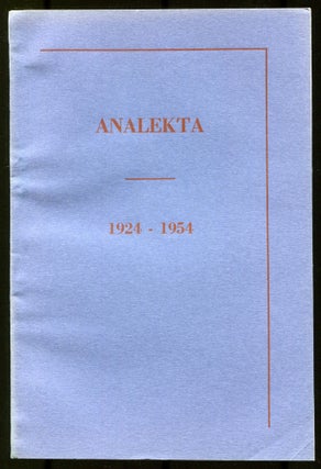 Item #505718 Analekta 1924-1954: An Anthology of Amherst Undergraduate Writing