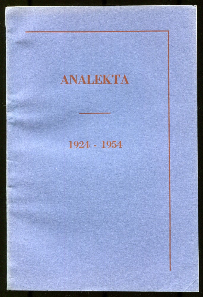 Item #505718 Analekta 1924-1954: An Anthology of Amherst Undergraduate Writing
