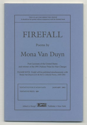 Item #505727 Firefall: Poems. Mona VAN DUYN
