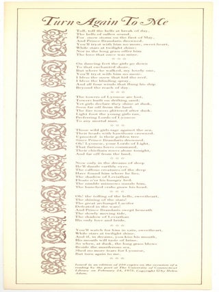 Item #506181 [Broadside]: Turn Again To Me. Helen ADAM